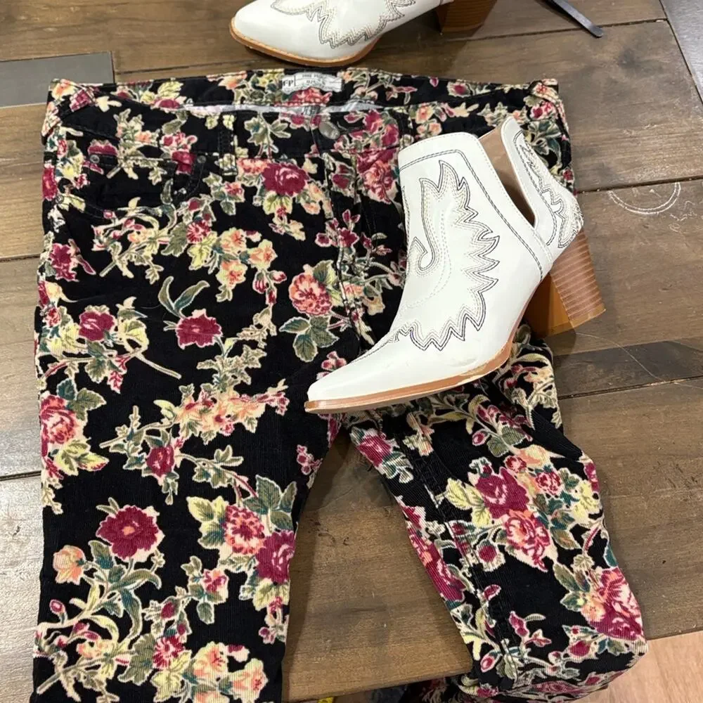 Free people corduroy floral pants